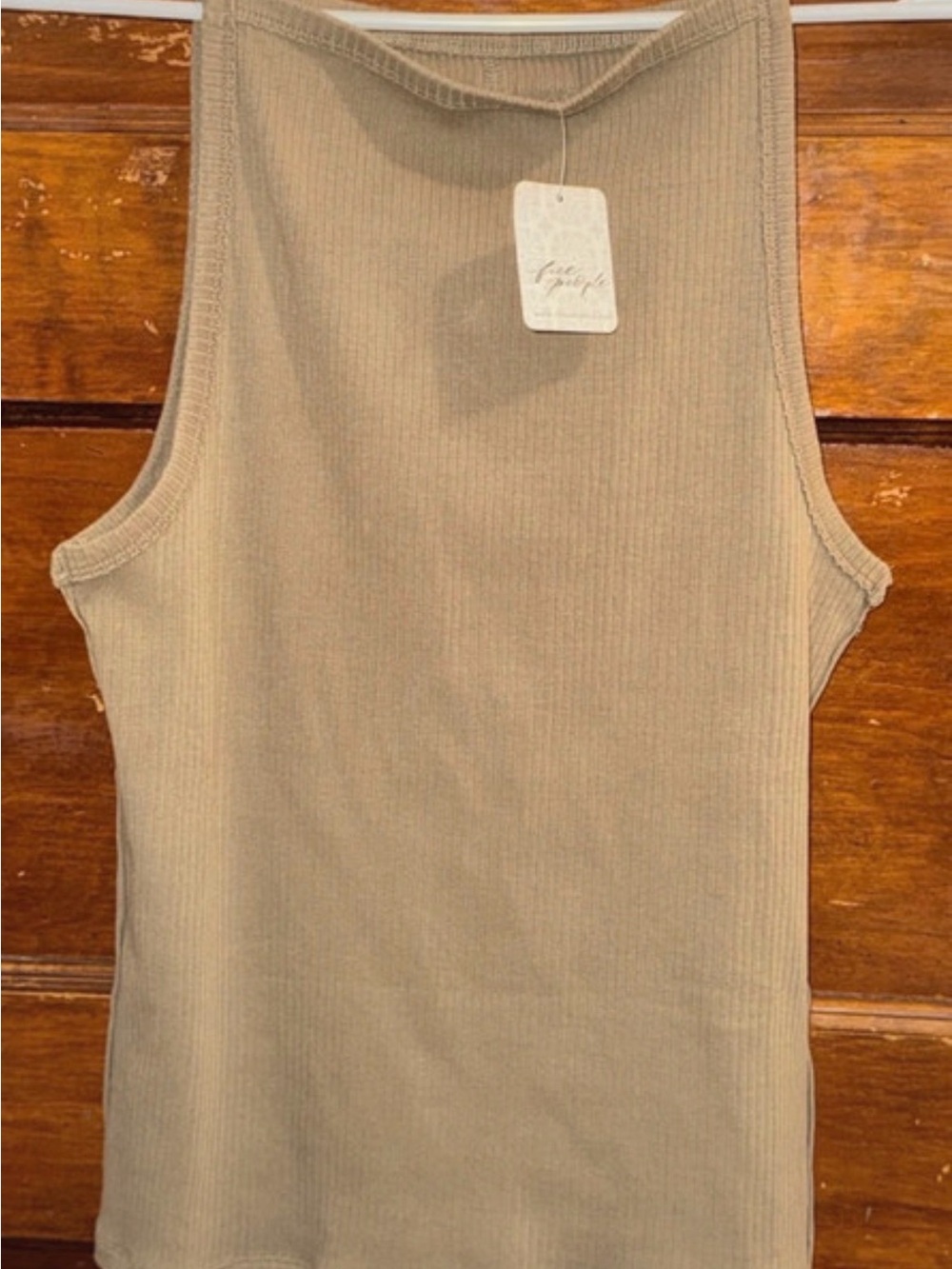 Free People Ribbed Tank Top in Beige